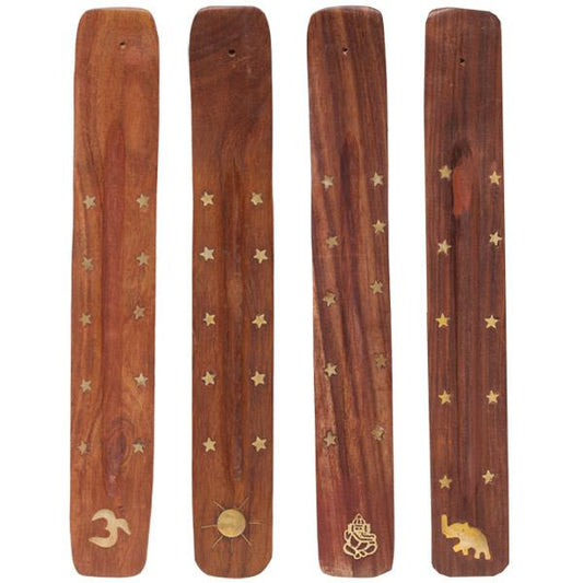 Tulsi Natural Wooden Ash Catcher For Incense, Pattern Chosen At Random
