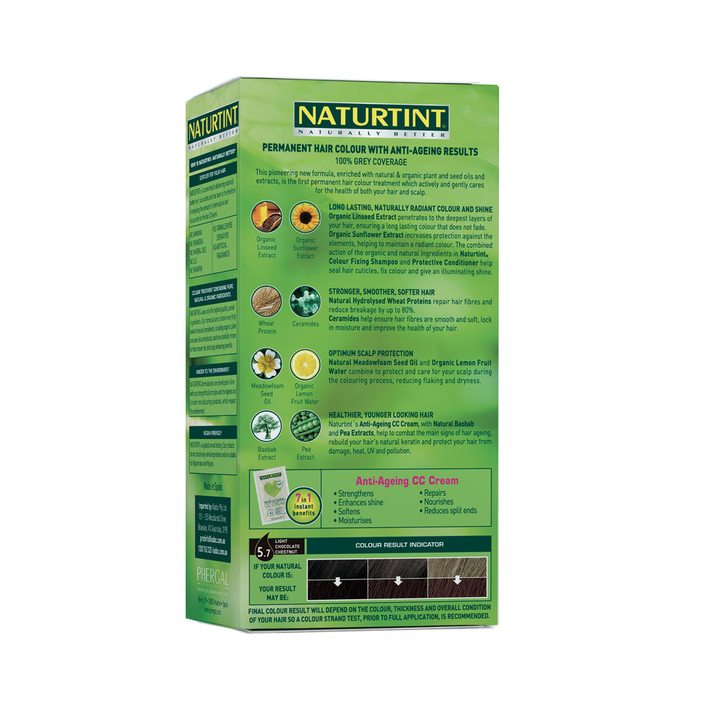 Naturtint Permanent Hair Colour Gel; No Ammonia 170mL, 5.7 Light Chocolate Chestnut
