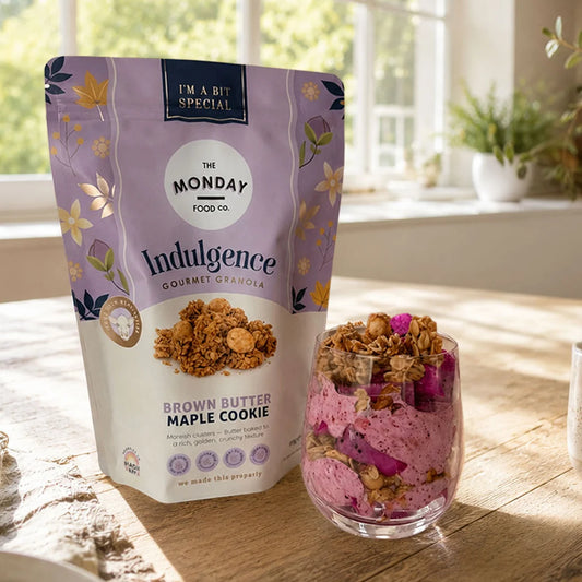 The Monday Food Co. Indulgence Gourmet Granola 300g, Brown Butter Maple Cookie
