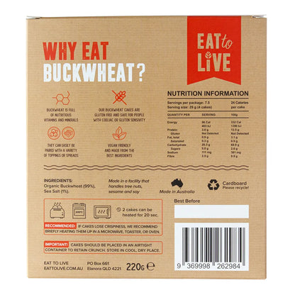 Eat To Live Buckwheat Cakes 220g, Original ONLY Two Ingredients