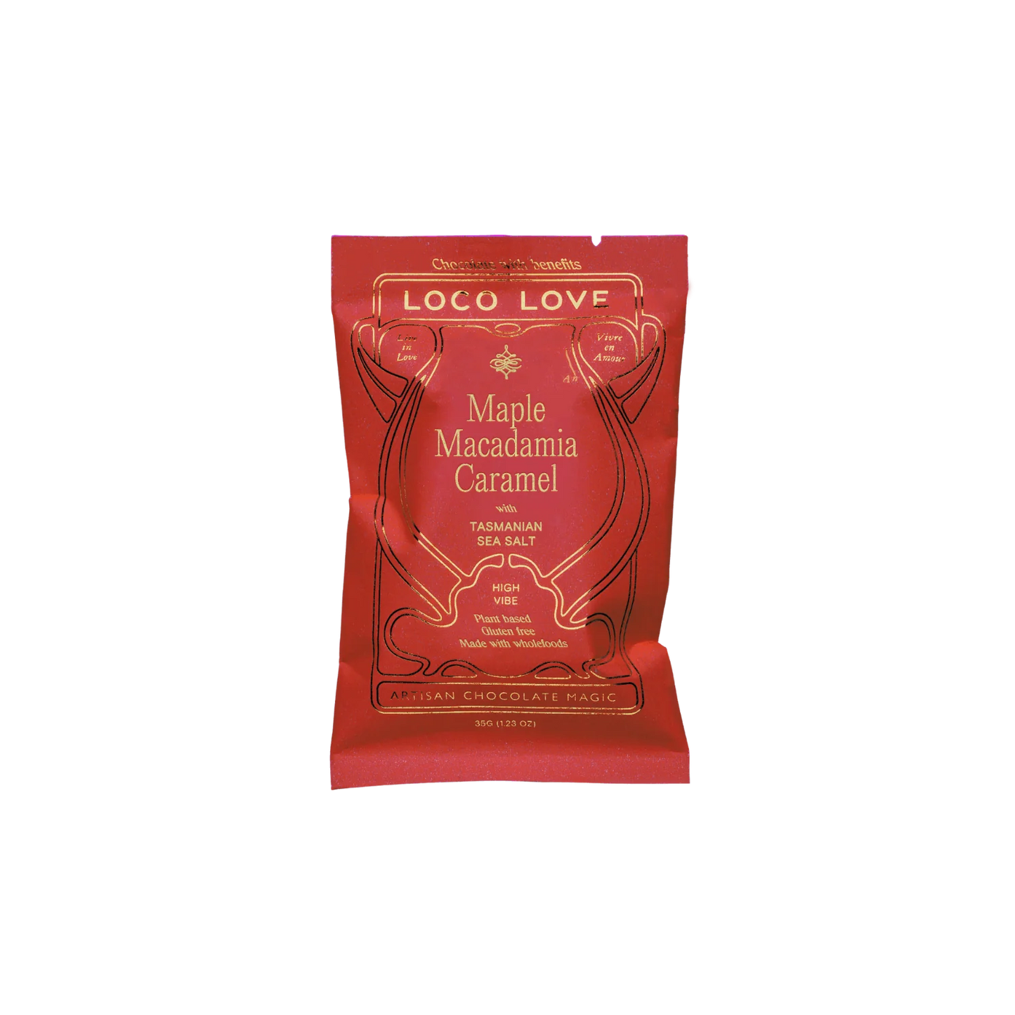 Loco Love Chocolate 35g, Maple Macadamia Caramel With Tasmanian Sea Salt