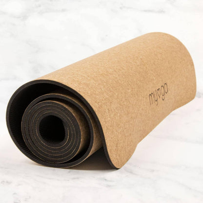 Myga Extra Large Cork Yoga Mat 205cm x 70cm, Elephant Design