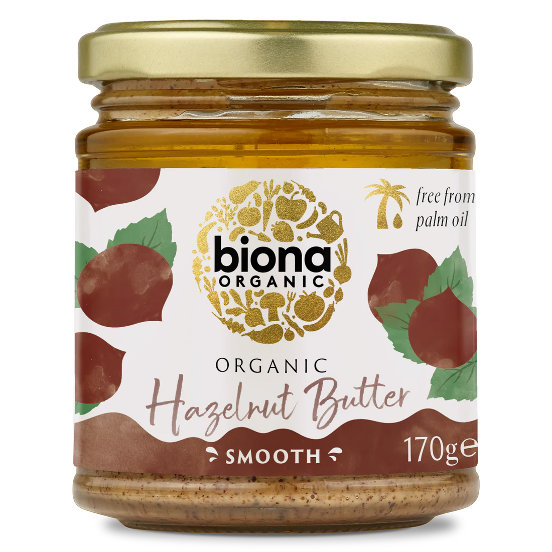 Biona Certified Organic Smooth Hazelnut Butter 170g, Free From Palm Oil