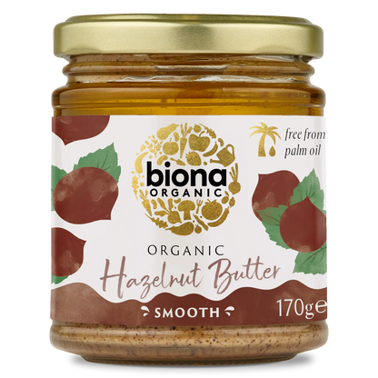 Biona Certified Organic Smooth Hazelnut Butter 170g, Free From Palm Oil