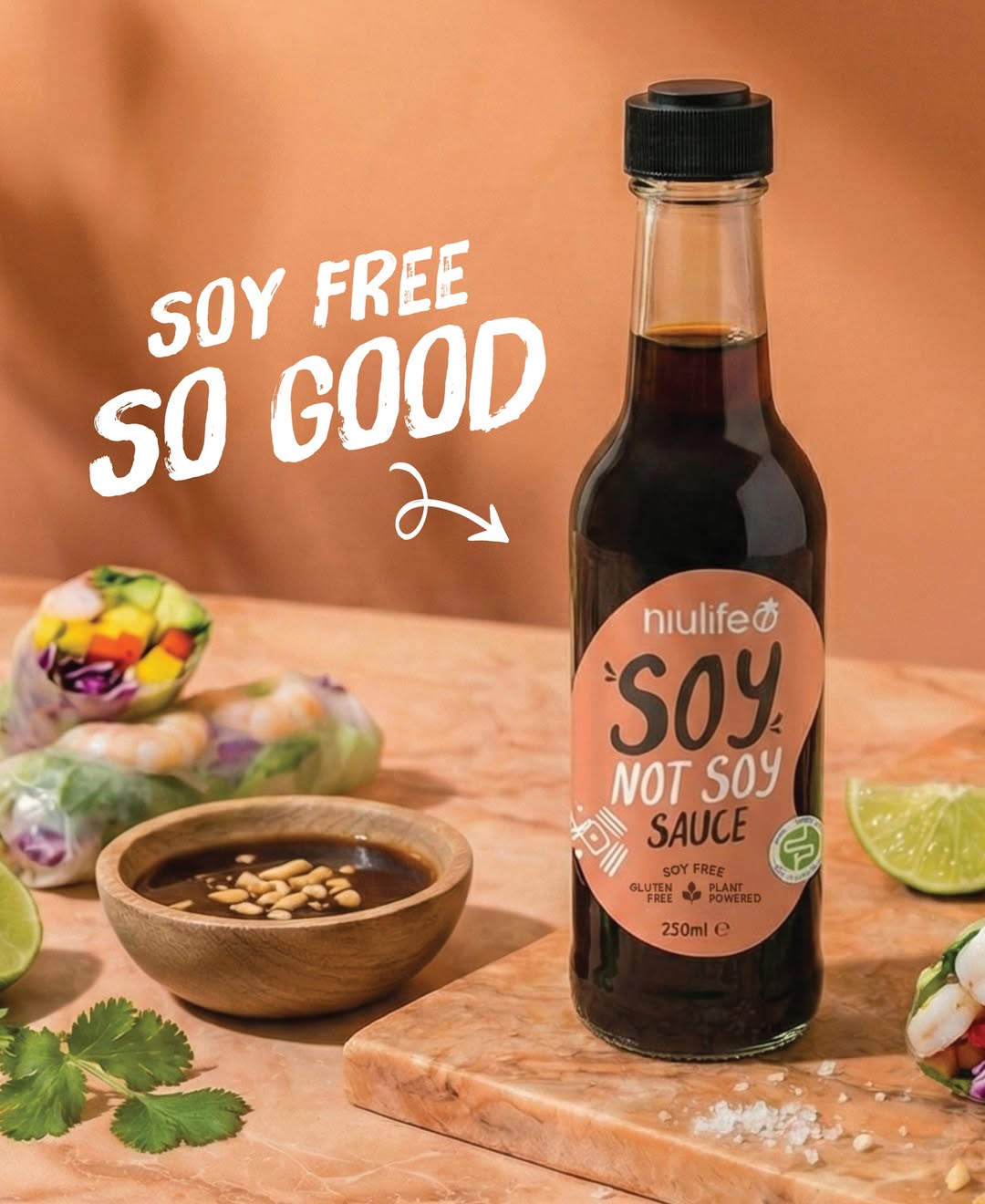 Niulife Soy-Not-Soy Sauce 250mL, Plant Powered Gluten-Free Goodness