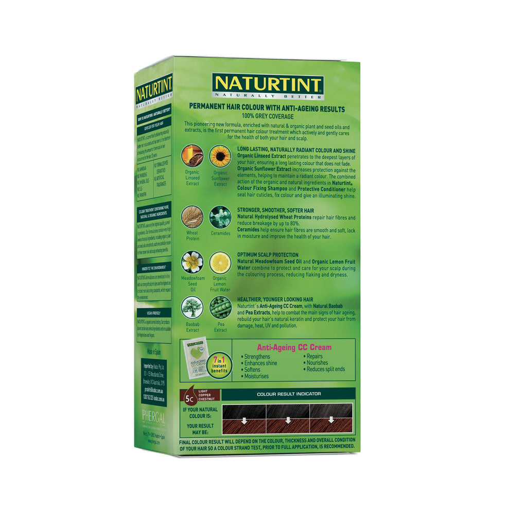 Naturtint Permanent Hair Colour Gel; No Ammonia 170mL, 5C Light Copper Chestnut