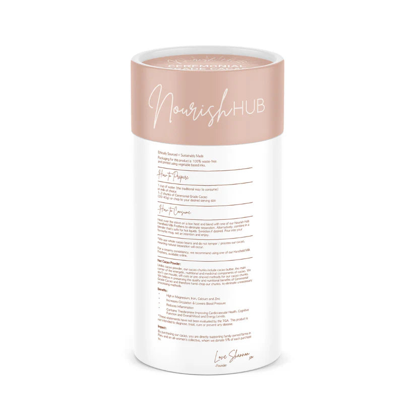 Nourish Hub Ceremonial Grade Cacao 50g, Hand Chopped Cacao Chunks