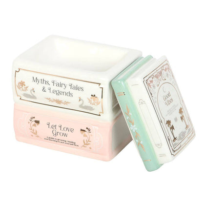 Book Stack Ceramic Oil Burner & Wax Warmer, Great Gift For Book Lovers