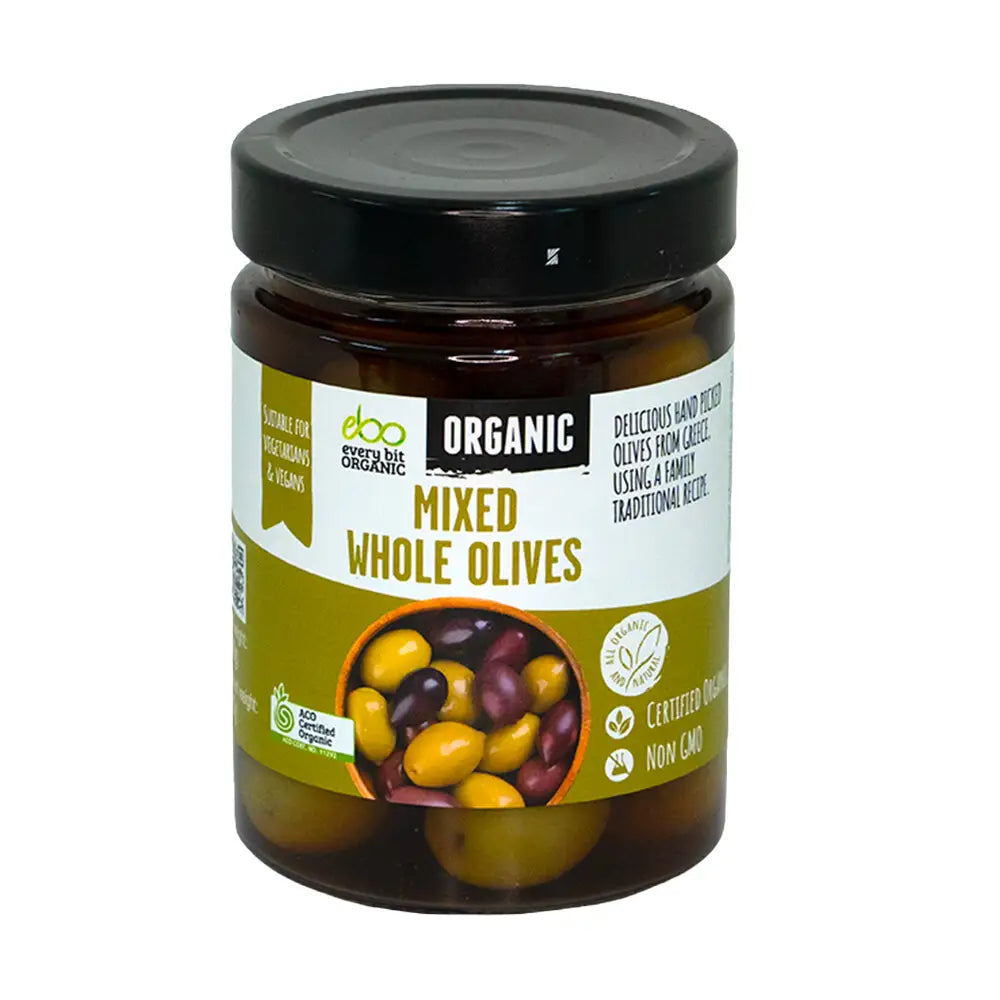 Every Bit Organic Whole Organic Mixed Olives 300g, Product Of Greece