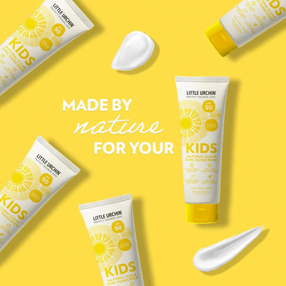 Little Urchin Natural Clear Zinc Kids Sunscreen SPF 50+ 100g Or 300g, 4 Hours Water Resistant