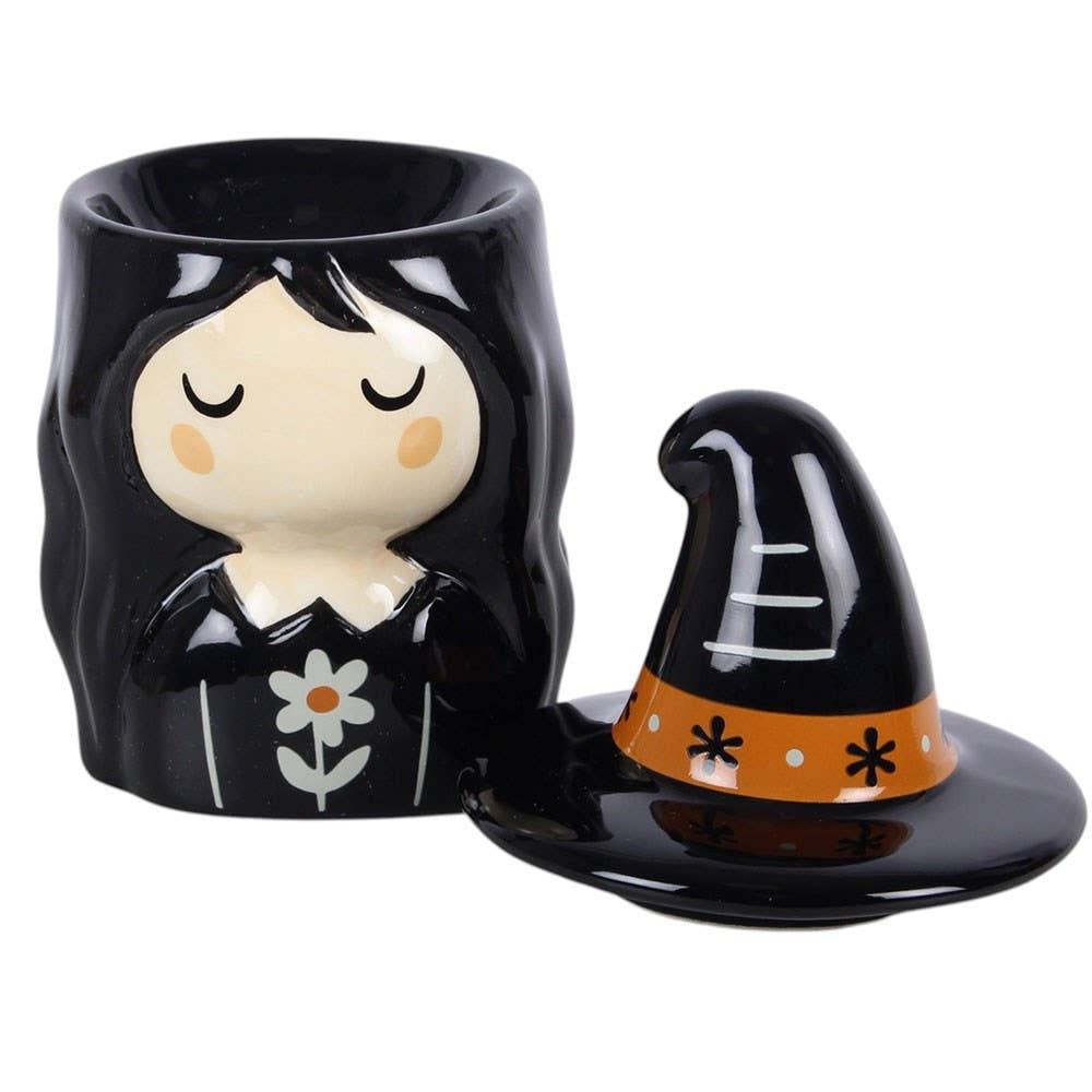 Frightful Folk Witch Ceramic Oil Burner, A Touch Of Rustic Charm