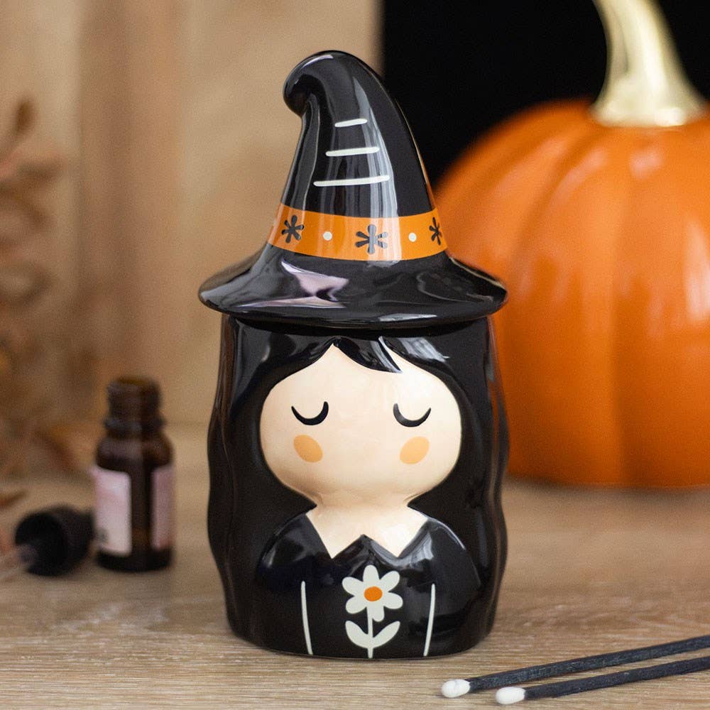 Frightful Folk Witch Ceramic Oil Burner, A Touch Of Rustic Charm
