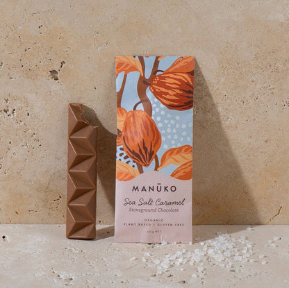 Manuko Sea Salt Caramel Chocolate Bar 30g, Stoneground Chocolate With Australian Sea Salt
