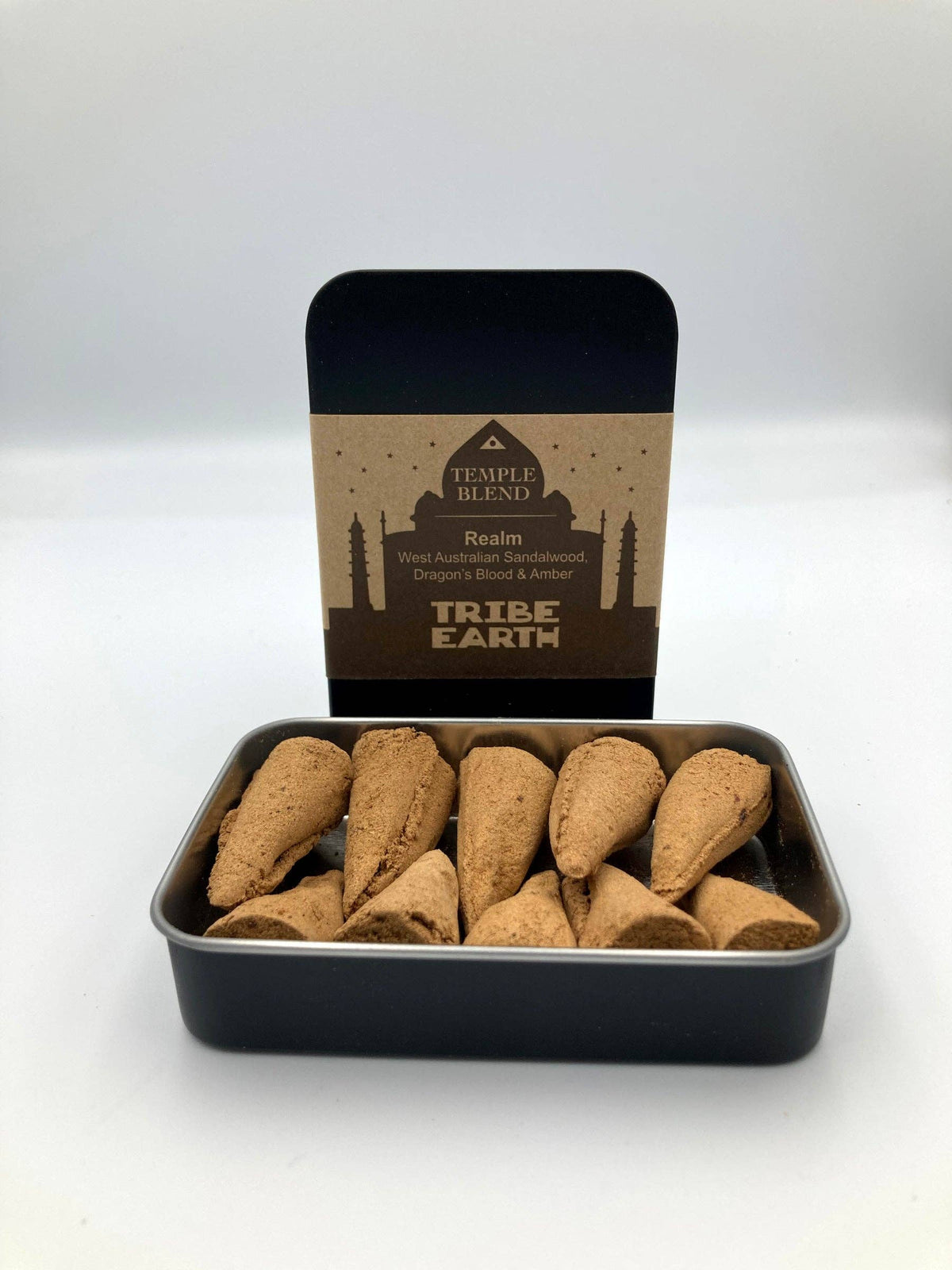 Tribe Earth Incense Realm Cones 10 Cones, Handmade With West Australian Sandalwood, Dragons Blood & Amber