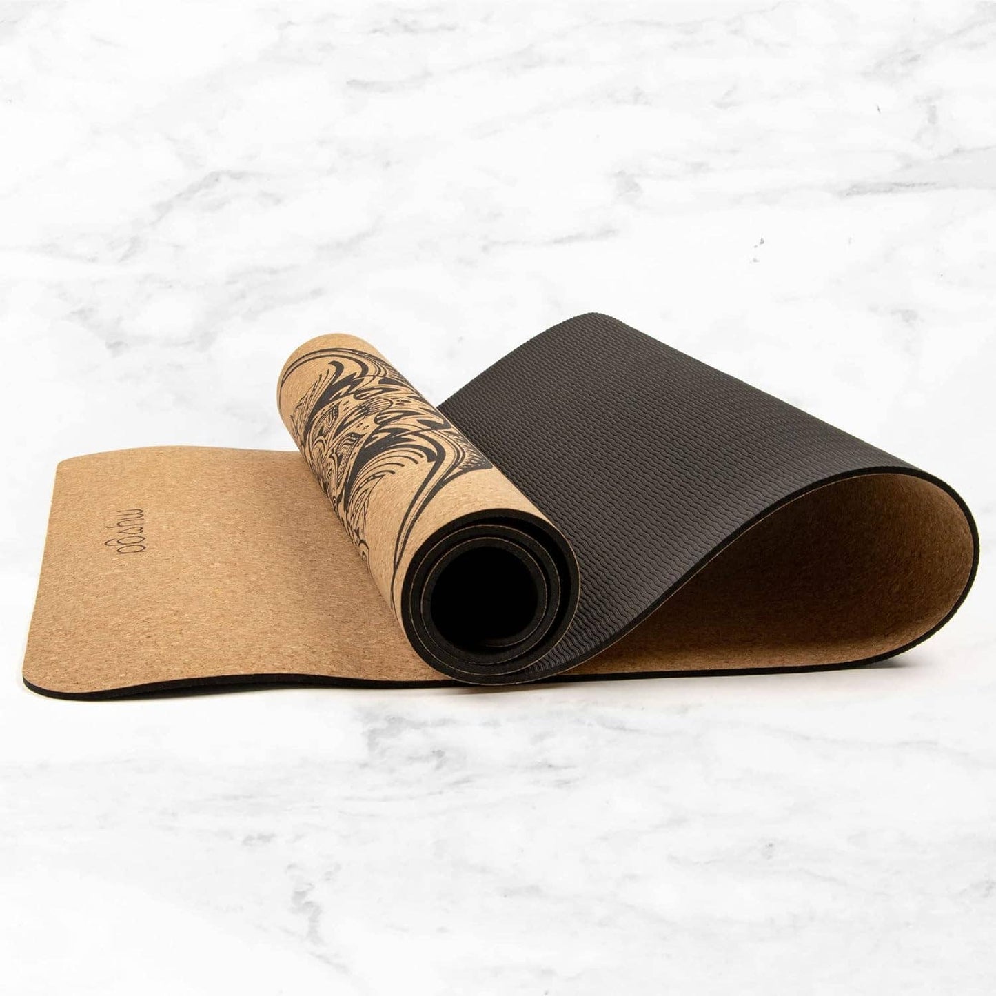 Myga Extra Large Cork Yoga Mat 205cm x 70cm, Elephant Design