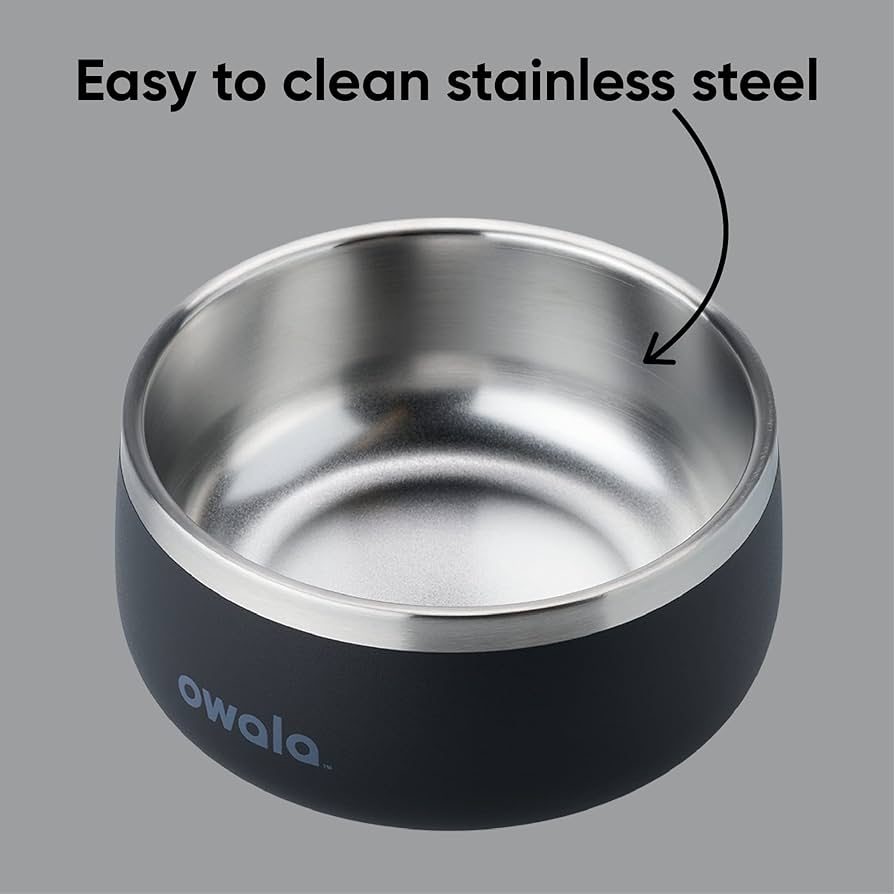 Owala Stainless Steel Pet Bowl 24oz Or 48oz, Very Very Dark (Black)