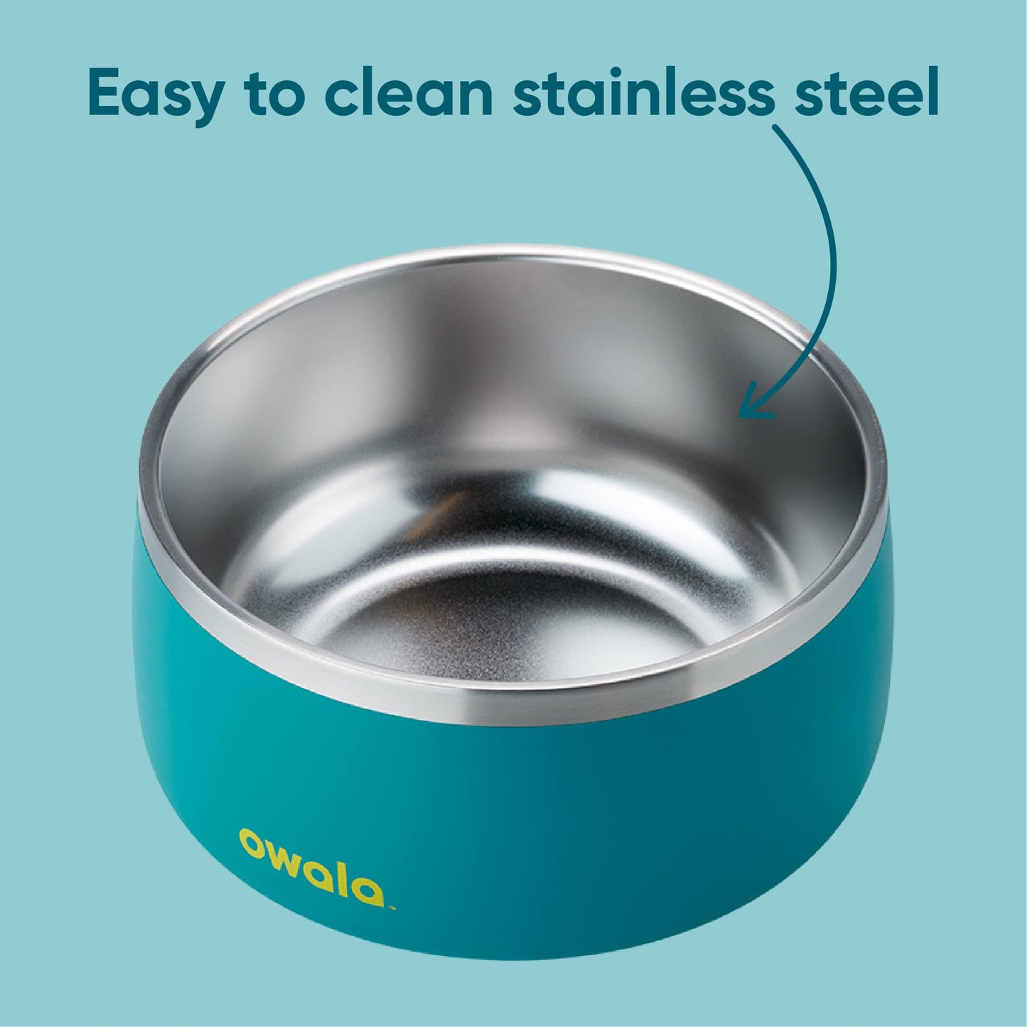 Owala Stainless Steel Pet Bowl 24oz Or 48oz, Turquoise & Caicos (Teal)