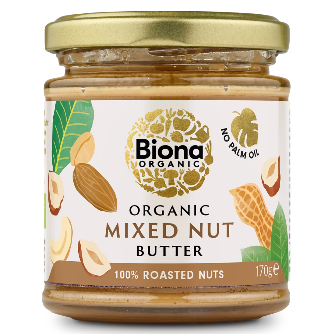 Biona Certified Organic Mixed Nut Butter 170g, 100% Roasted Nuts
