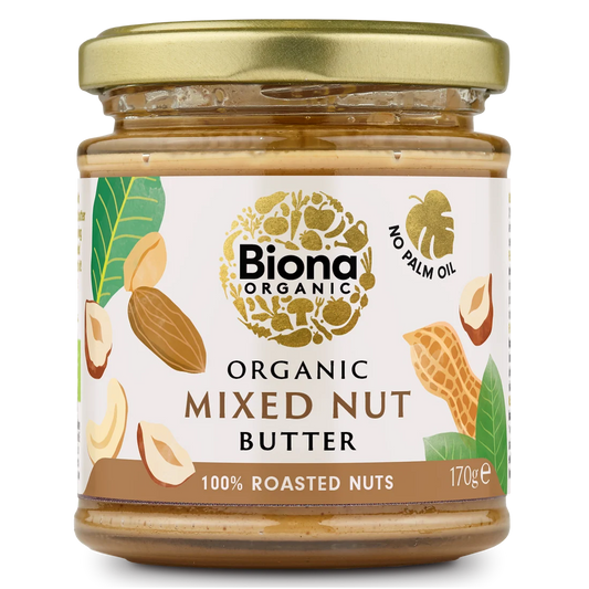 Biona Certified Organic Mixed Nut Butter 170g, 100% Roasted Nuts