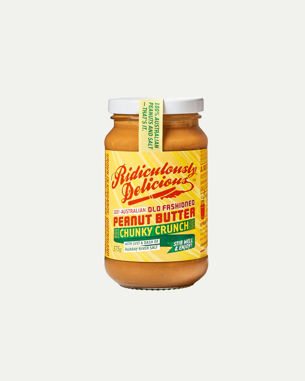 Ridiculously Delicious Chunky Crunch Old Fashioned Peanut Butter 375g, With A Dash Of Murray River Salt