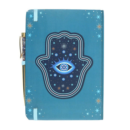 Hand of Hamsa A5 Notebook With Crystal Pen, A Symbol Of Protection