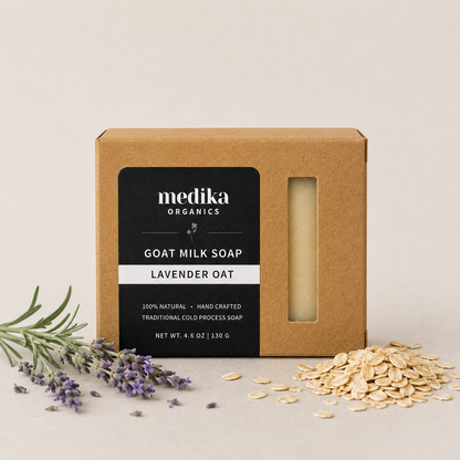 Medika Organics Goat Milk Soap With Lavender & Oats 130g, Handmade In Queensland