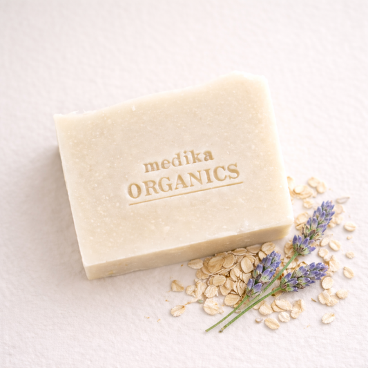 Medika Organics Goat Milk Soap With Lavender & Oats 130g, Handmade In Queensland