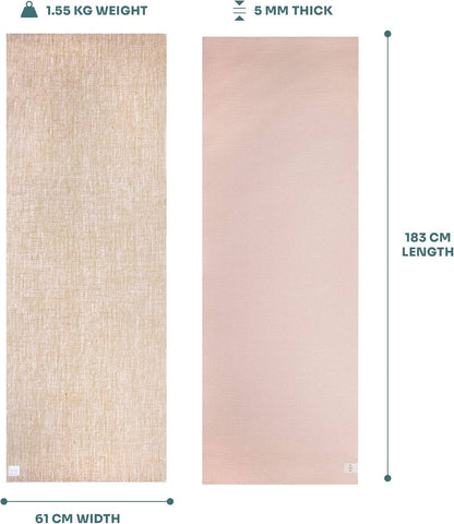 Myga Jute Yoga Mat 183cm × 61cm, Natural Beige Pattern