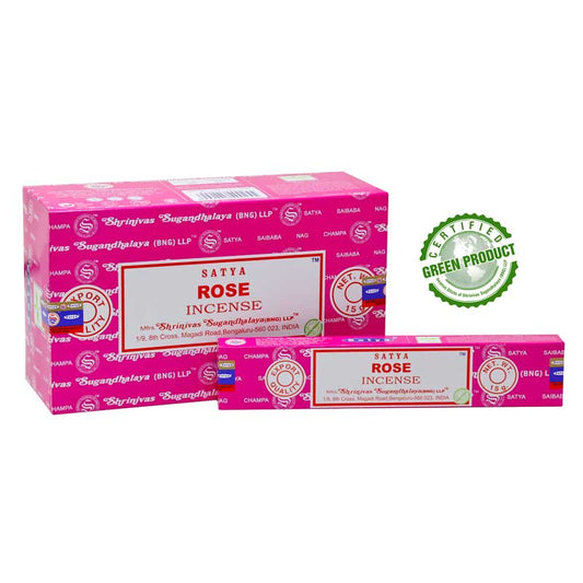 Satya Floral Series Rose Incense 15g, Hand Rolled In India