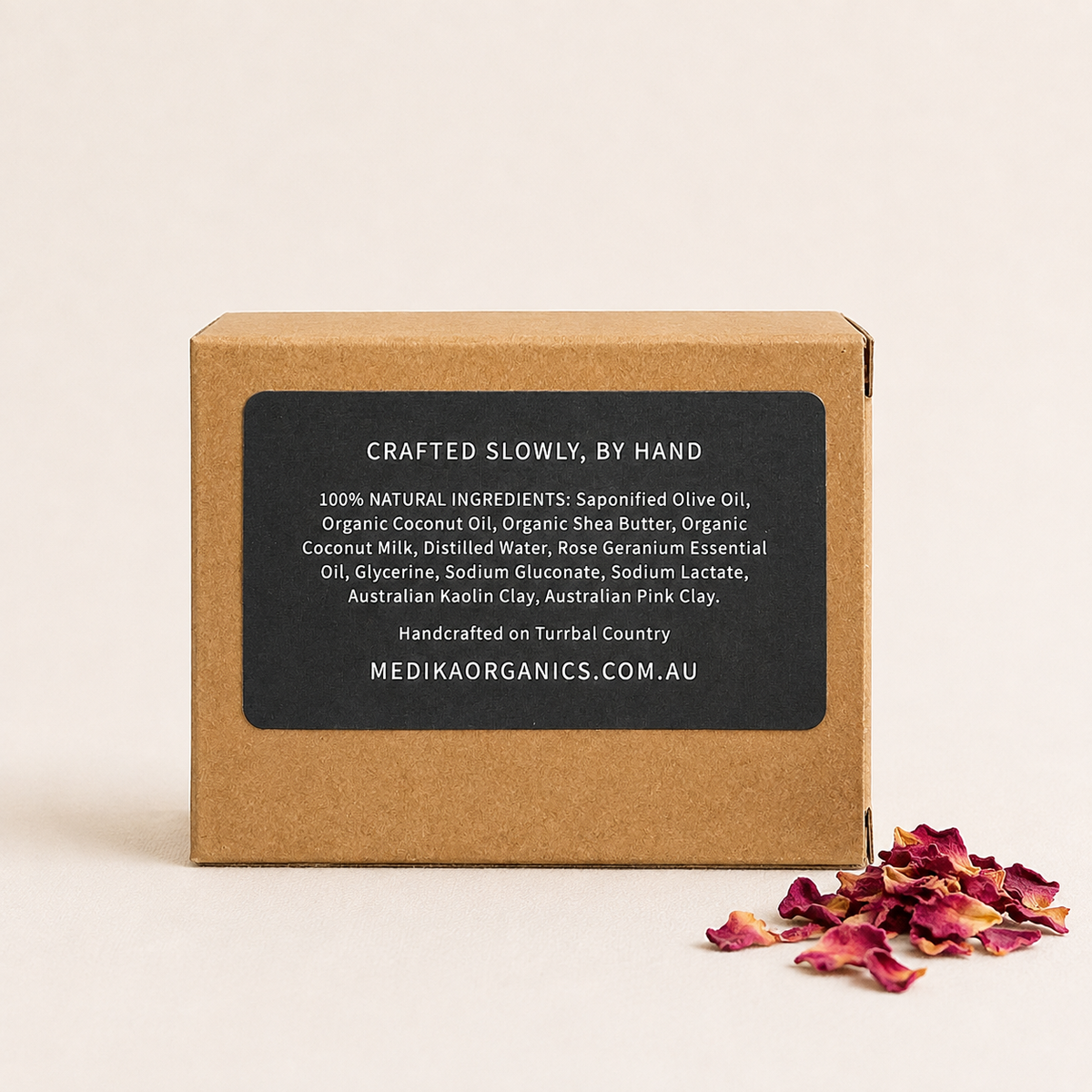 Medika Organics Coconut Rose Soap Bar 130g, Handmade In Queensland