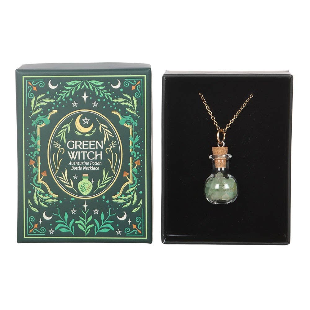 Green Witch Aventurine Potion Bottle Necklace, Carry A Little Earth Magic!