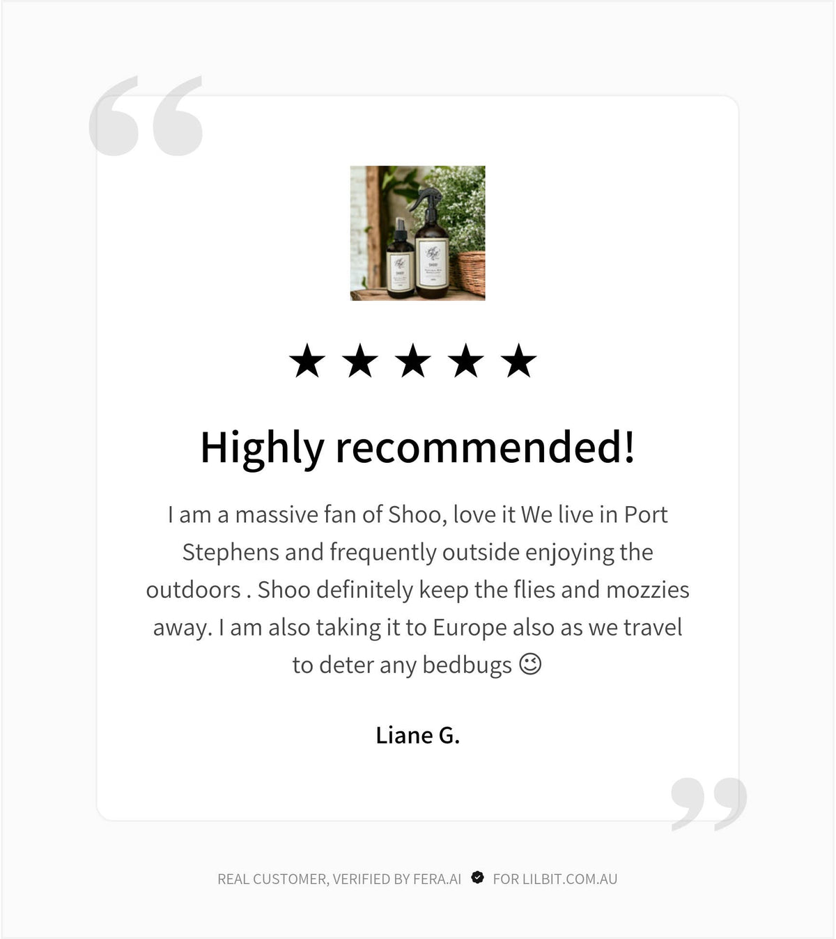 Lil' Bit Better Shoo! Natural Insect Protection Spray 250mL, Safe For Children & Babies