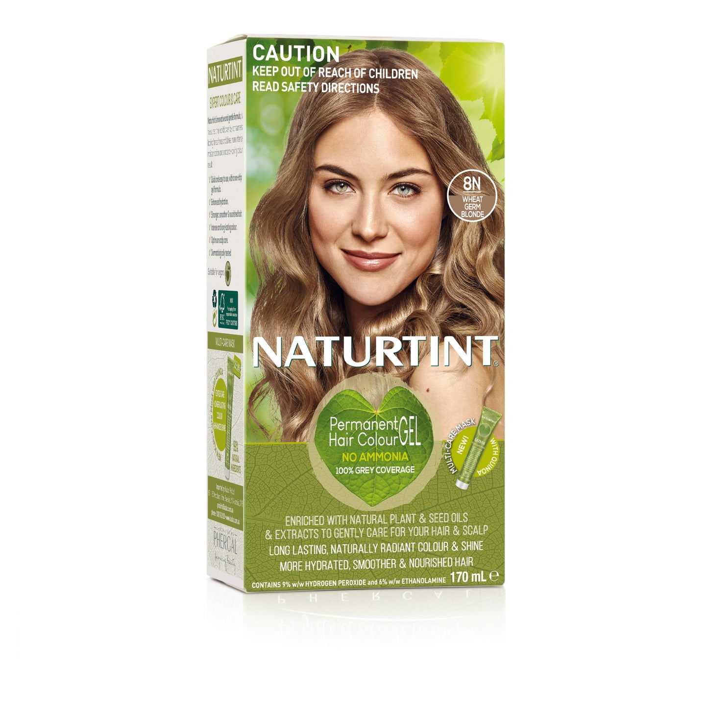 Naturtint Permanent Hair Colour Gel; No Ammonia 170mL, 8N Wheat Germ Blonde