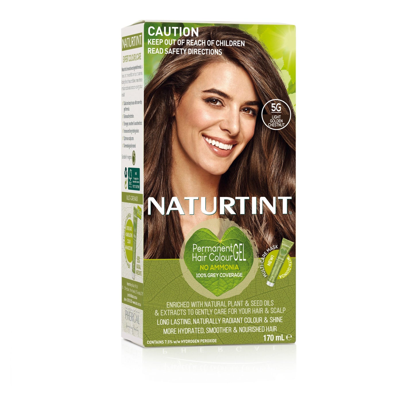 Naturtint Permanent Hair Colour Gel; No Ammonia 170mL, 5G Light Golden Chestnut