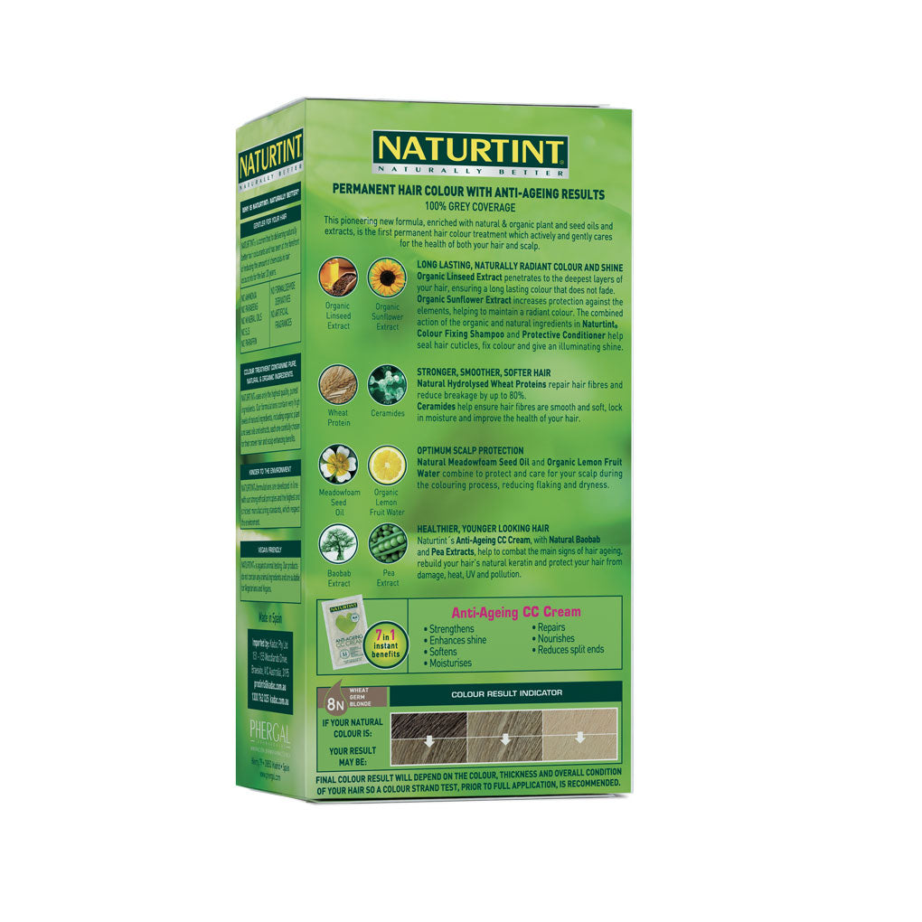 Naturtint Permanent Hair Colour Gel; No Ammonia 170mL, 8N Wheat Germ Blonde