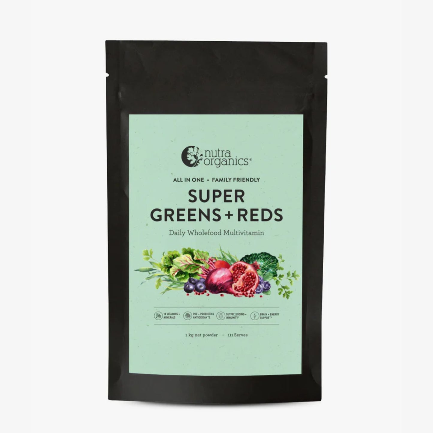 Nutra Organics Super Greens + Reds 150g, 300g, 600g Or 1kg, Alkalising Minerals & Certified Organic