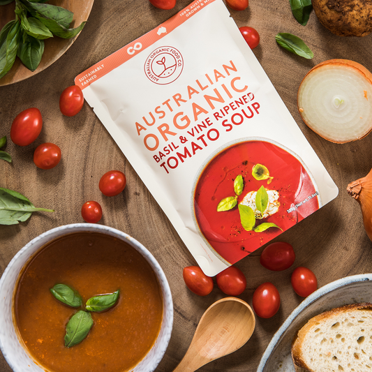 Australian Organic Food Co. Tomato & Basil Soup 330g, Certified Organic & Australian