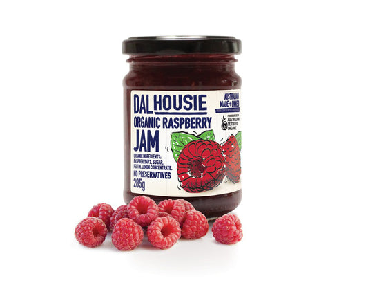 Dalhousie Organic Raspberry Jam 285g, No Preservatives Australian Certified Organic
