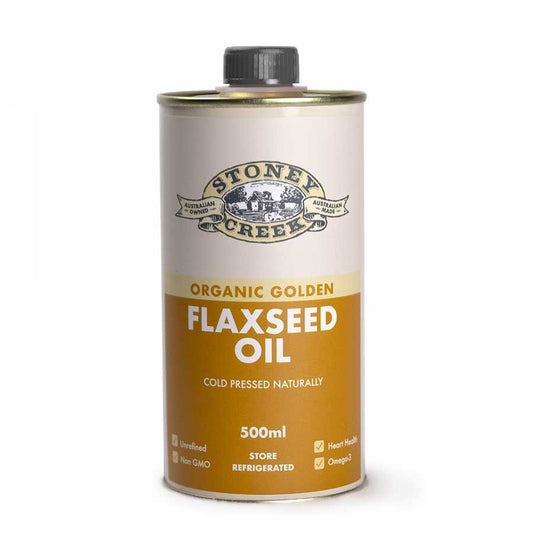 Stoney Creek Organic Cold Pressed Golden Flaxseed Oil 500mL, High In Omega 3 Fatty Acids