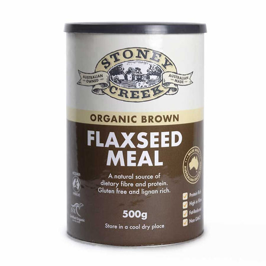 Stoney Creek Certified Organic Brown Flaxseed Meal 500g (Tin) Or 1Kg (Bag), Gluten Free & Lignan Free