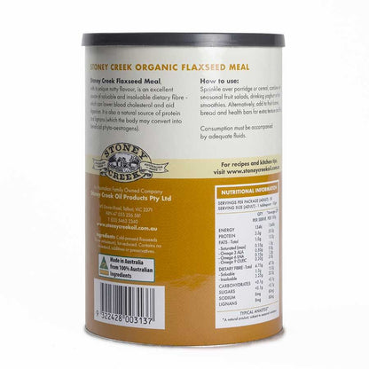 Stoney Creek Certified Organic Golden Flaxseed Meal 500g (Tin) Or 1Kg (Bag), Gluten Free & High Fibre
