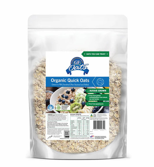 Gloriously Free Uncontaminated Organic Quick Oats 1kg Or 2kg, {Wheat, Rye & Barley Free}