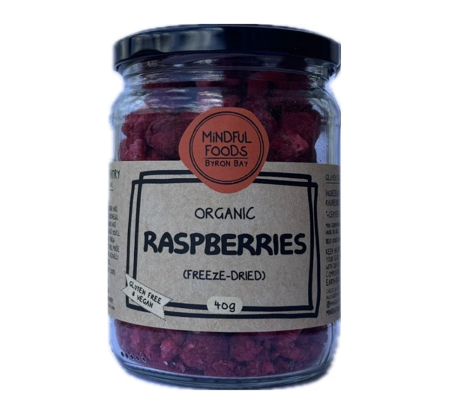 Mindful Foods Organic Freeze-Dried Raspberries 40g, Rich In Antioxidants & Natural Fibre