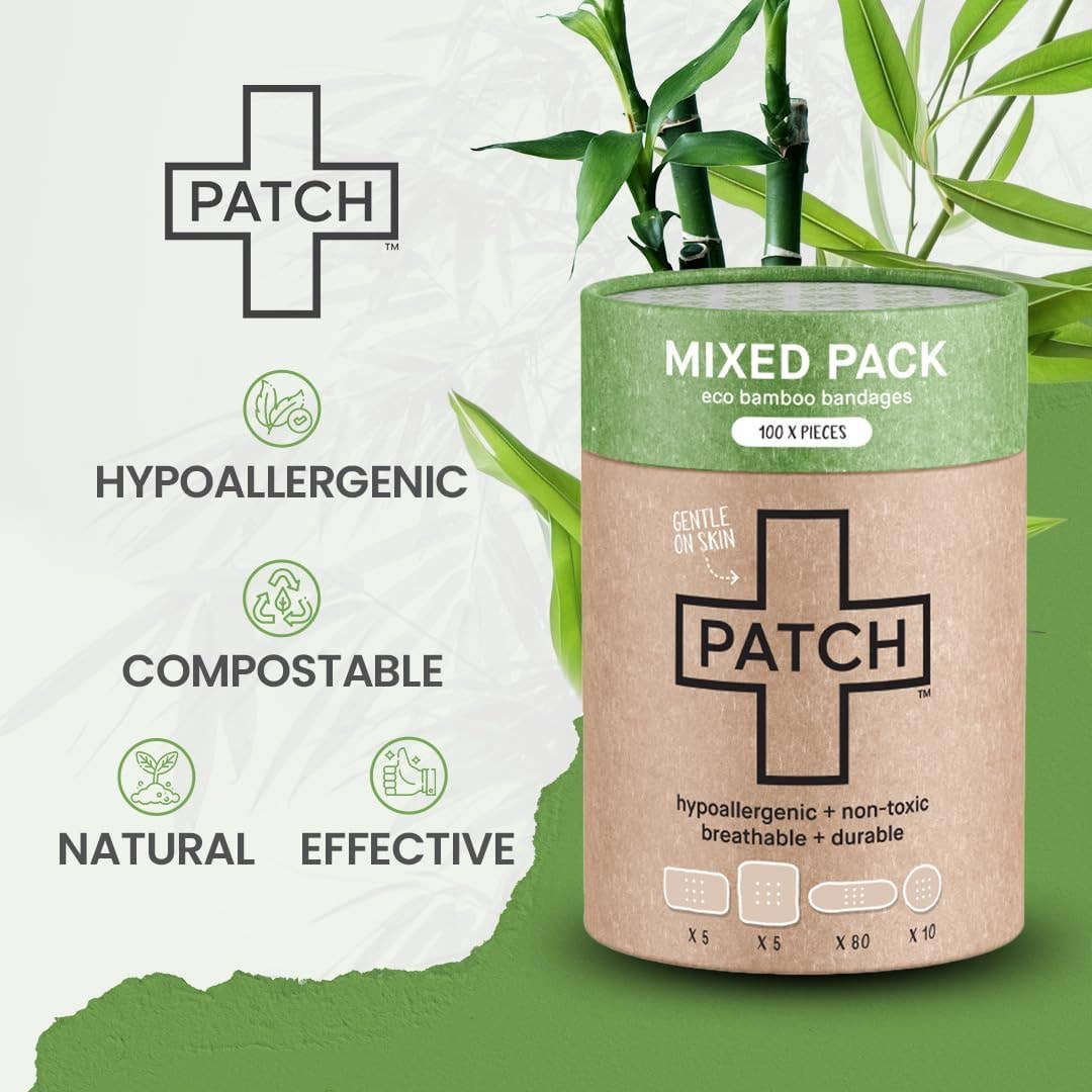 PATCH Mixed Pack Of 100 Assorted Size Bandages, For Sensitive Skin
