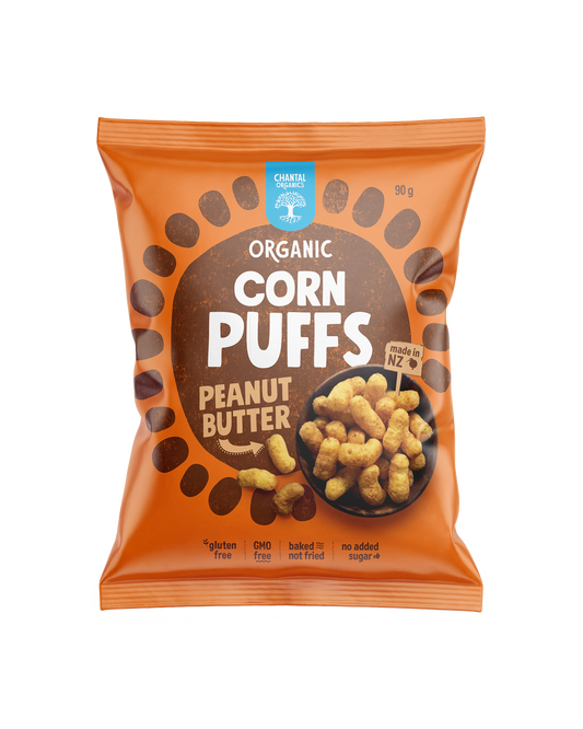 Chantal Organics Corn Puffs 90g, Peanut Butter Gluten-Free