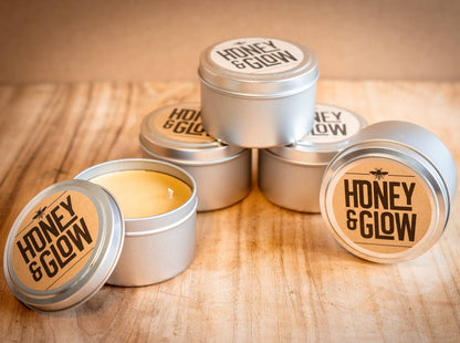 Honey & Glow Beeswax Travel Tin Candle, Naturally Smells Like Honey  | One Tin