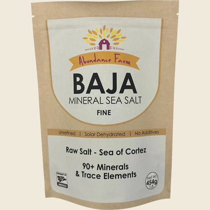 Abundance Farm Baja Mineral Sea Salt Fine 454g, From The Sea Of Cortez