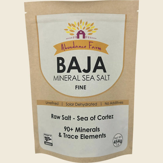 Abundance Farm Baja Mineral Sea Salt Fine 454g, From The Sea Of Cortez