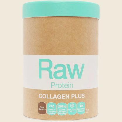 Amazonia Raw Protein Collagen Plus Choc Hazelnut, Choose Your Size!