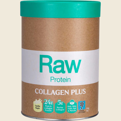 Amazonia Raw Protein Collagen Plus Vanilla Maple, Choose Your Size!